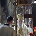 Serbian Patriarch Irinej at the church of Holy Trinity of the Representation of the Russian Church in Belgrade