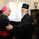 Serbian Patriarch Irinej meets with Apostolic Nuncio Mr. Orlando Antonini in Belgrade 