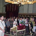 Serbian Patriarch Irinej serves in Cathedral church in Belgrade