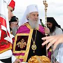 Serbian Patriarch Irinej arrives in Bosanski Petrovac