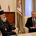 Serbian Patriarch Irinej meets with Serbian President Tomislav Nikolic