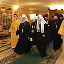 Patriarch Irinej serves the rite of thanksgiving at Saint Daniel Monastery