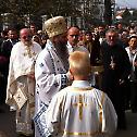 Bishop Andrej serves in the church of the Protection of the Most Holy Mother of God