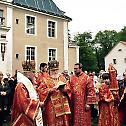 Cross-monument is blessed in the Orthodox monastery in Gotschendorf on the eve of the 70th anniversary of the Great Victory