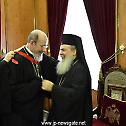 The Patriarch of Jerusalem awards the dean priest Nikolai Balasof