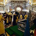 Russian Council of Bishops opens with moleben before relics of St. Tikhon, transferred to Christ the Savior for the event