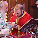 The Patriarch serves at the church of Saint Basil of Ostrog