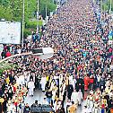 Thousands of faithful participating in the procession in honor of St. Basil of Ostrog