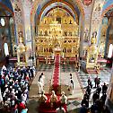 Bishop Irinej venerating holy shrines on the north of Russia