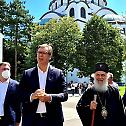 Serbian Patriarch Irinej and Serbian President  Aleksandar Vucic visited the Orthodox Cathedral of  Saint Sava to see the progress of interior works 