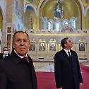 Председник Вучић и министар Лавров у храму Светог Саве 