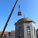 Crosses were erected on the domes of the church of Saint Nectarios of Aegina in Subotica